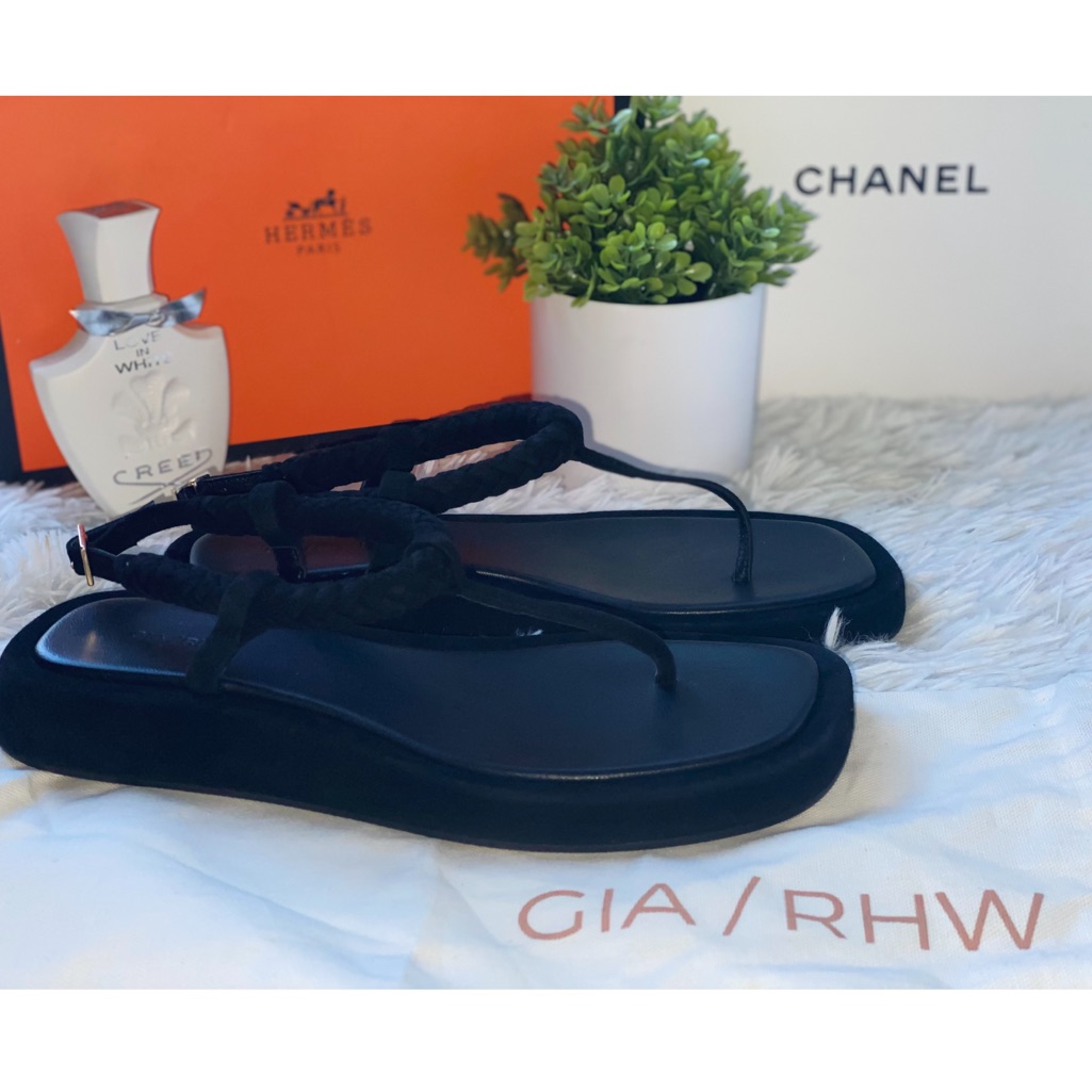 Gia Borghini X Rhw Flat Thong Suede Sandals